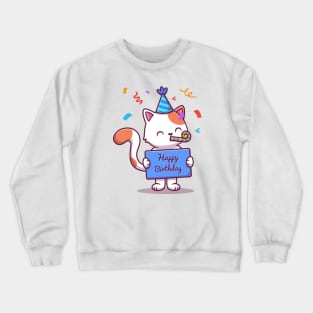 Cute Birthday Cat With Confetti Crewneck Sweatshirt